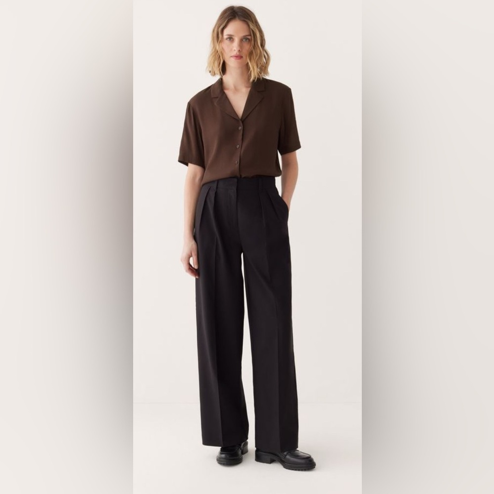 Frank and Oak The Fluid Camp Collar Blouse in brown
